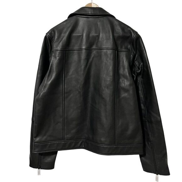 Ted Baker London Mens' Ovine Leather Biker Jacket Size L Black Biker Edgy NWT - Picture 2 of 16